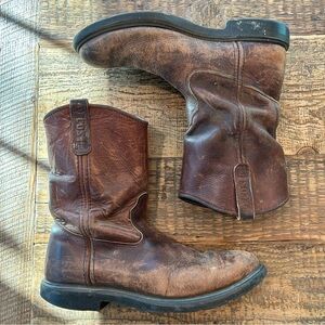 Vtg Red Wing PECOS Mens Brown Leather Work Western Boots USA 13 D Broken In